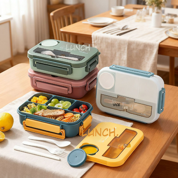 Heating Multi-Compartment Lunch Box With Fork Spoon